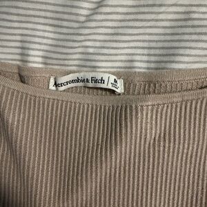 Abercrombie & Fitch Taupe Ribbed Knit Top